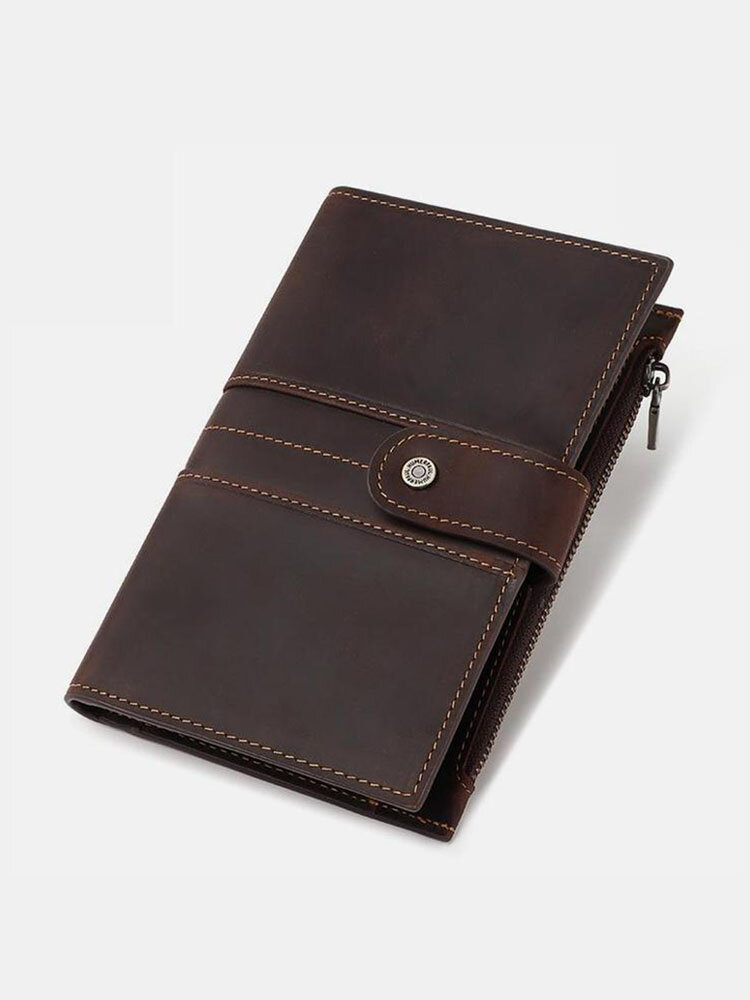 Men Genuine Leather Multi-card Slots Money Clip SIM Card Multi-function Passport Book Wallet Purse