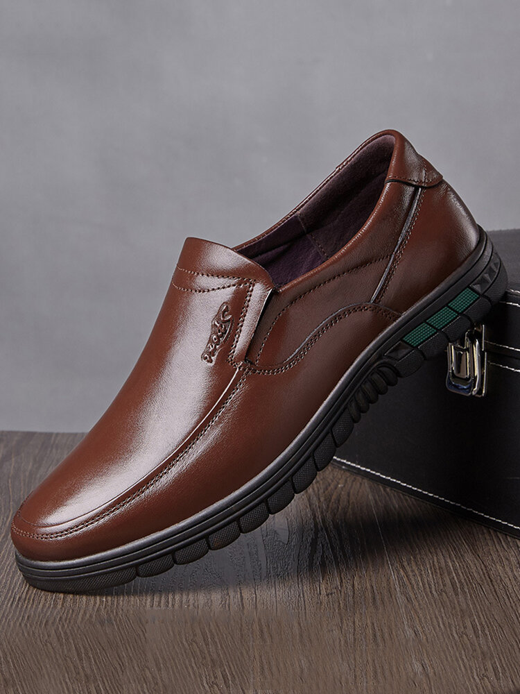 Men Wearable Slip On Business Casual Cow Leather Shoes