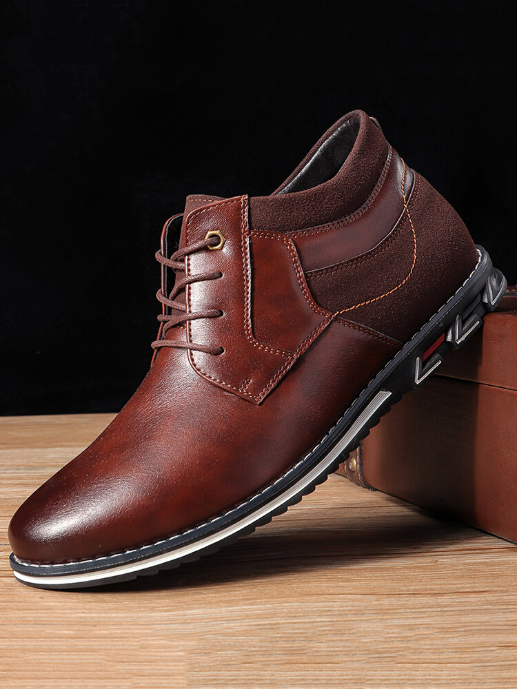 Men Retro Stitching Leather Comfy Non Slip Soft Business Casual Ankle Boots