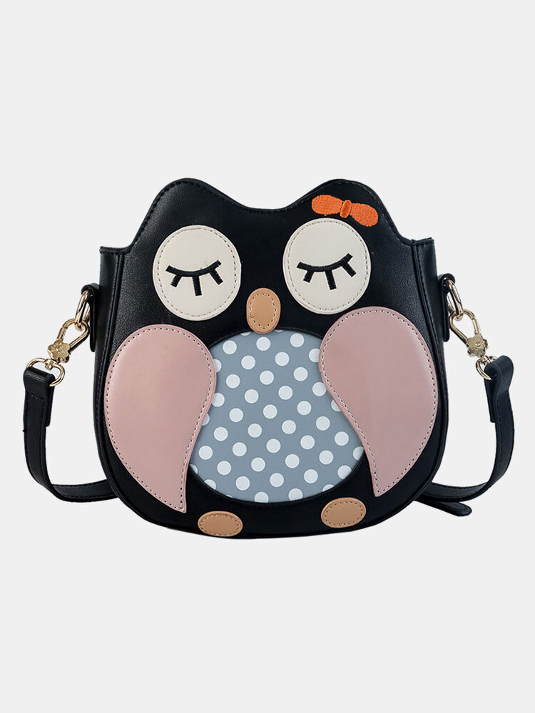 Women Cute Patchwork Owl Cartoon Pattern Crossbody Bag Shoulder Bag