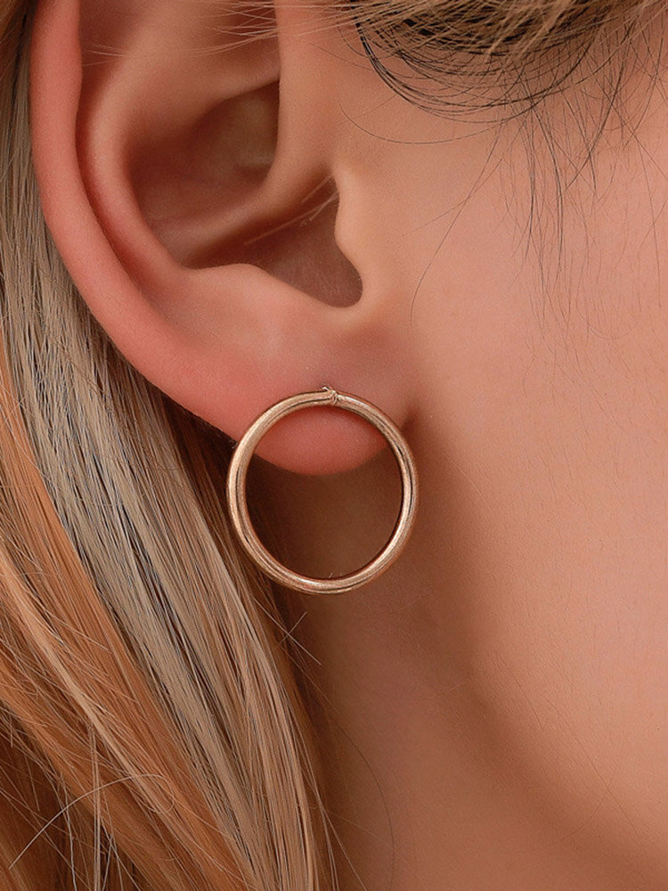 Trendy Metal Scrub Peach Heart Stud Earrings Geometric Openwork Graphics Tassel Earrings Set