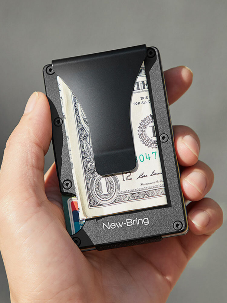 Men Brief RFID Anti-degaussing Stainless Steel Thin Short Wallet Money Clip