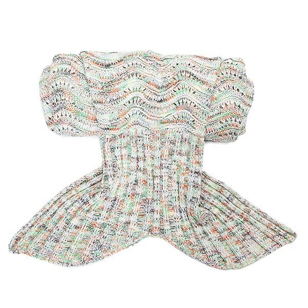 180*90cm Wave Yarn Knitting Mermaid Tail Blanket Birthday Gift Blanket Bed Mat Sleep Bag