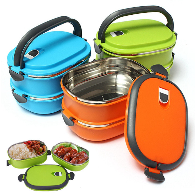 

Vacuum Seal Stacking Insulated Lunch Box Stainless Steel Thermal Insulation Bento Box Dual Handle Container, Orange&1 layer;green&1 layer;blue&2 layer;orange&2 layer;green&2 layer
