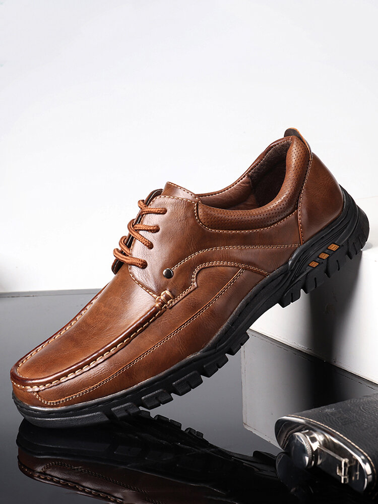 Menico Men Retro Microfiber Leather Non Slip Soft Casual Shoes