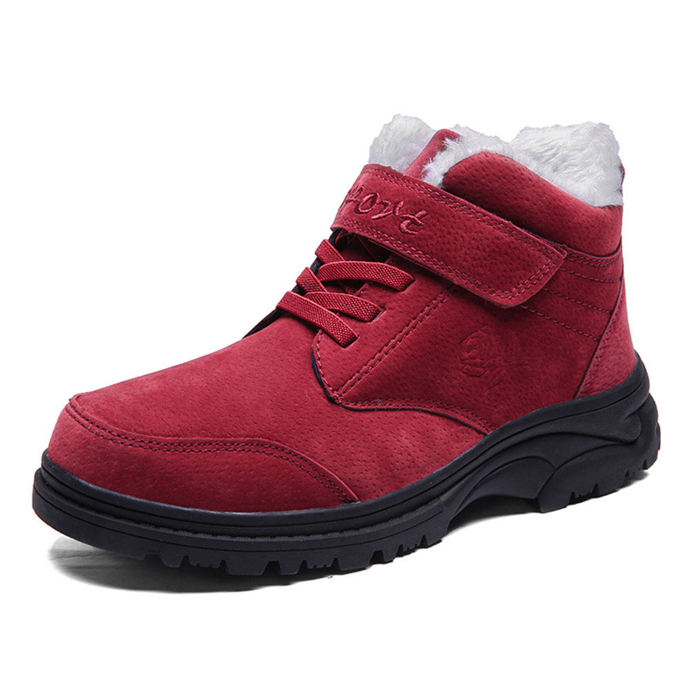 Womens Hook Loop Warm Lining Casual Plush Winter Ankle Boots