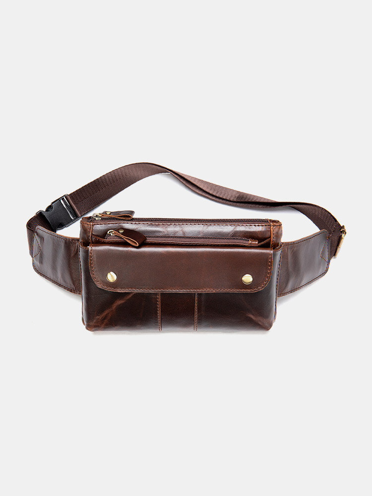Genuine Leather Color Matching Waterproof Wear-resisting Belt Bag
