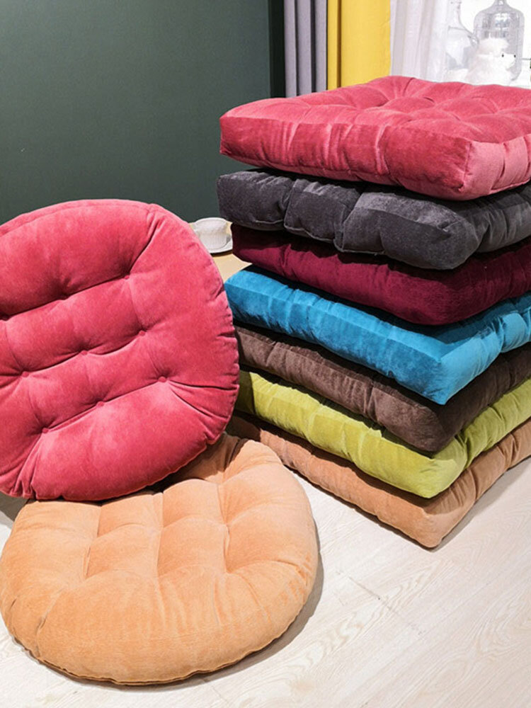 

55 * 55 Thicken Solid Color Corduroy Square Round Seat Cushion Tatami Meditation Pouf Soft Seat Pad