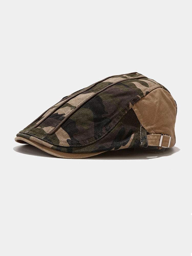 Men Cotton Camouflage Casual Sunshade Forward Hat Flat Cap Beret