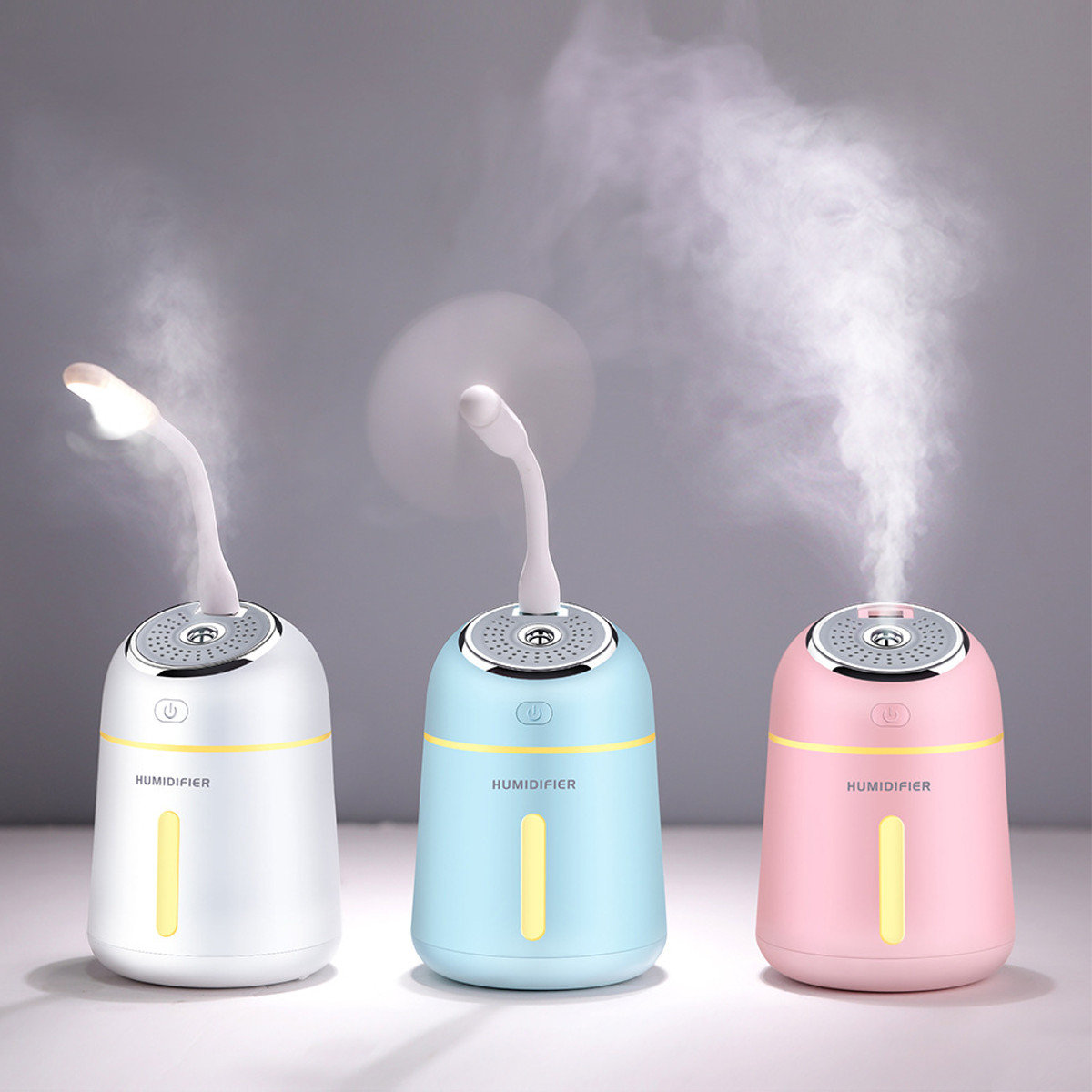 

4 In 1 Multi-Function Aroma Essential Oil Diffuser USB Fan LED Lamp Desktop Air Humidifier, Blue;pink