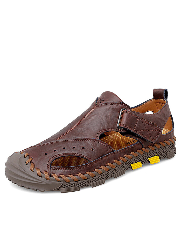 Men Outdoor Anti-collision Closed Toe Hand Stitching Beach Casual Sandals