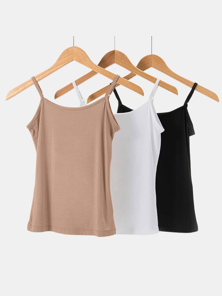 Camel Crown Solid Color Cotton Soft Tank Tops For Women