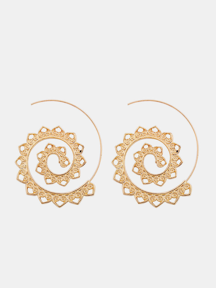 Exaggerated Spiral Heart Drop Shape Big Circle Hoop Gold Silver Color Dangle Earrings Gift for Her