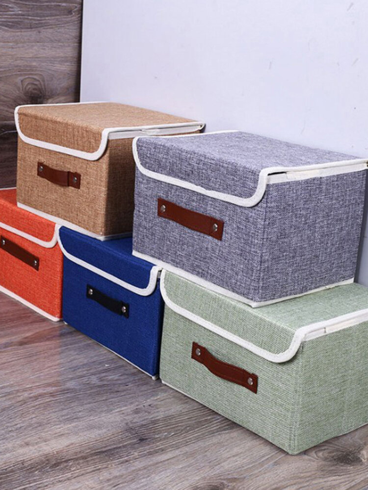 Cotton Linen Books Sundries Thickening Storage Box Collapsible Clothing Organizer