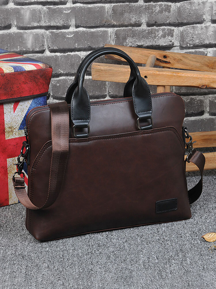 Men Vintage Faux Leather Multifunction Multi-Carry Laptop Business Briefcase