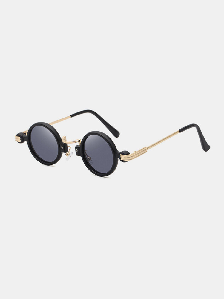 Men Fashion Outdoor UV Protection Galvanized Metal Frame Non-slip Nose Pad Circle Round Sunglasses