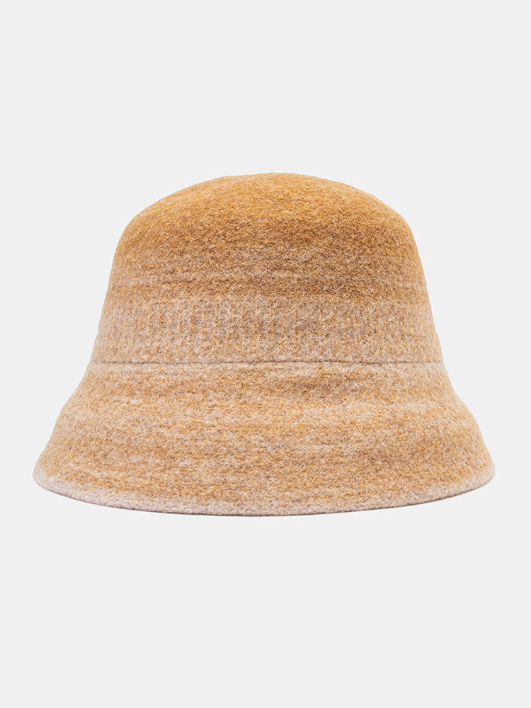 Unisex Wool Knitted Ombre Dome Warmth Fashion Bucket Hat