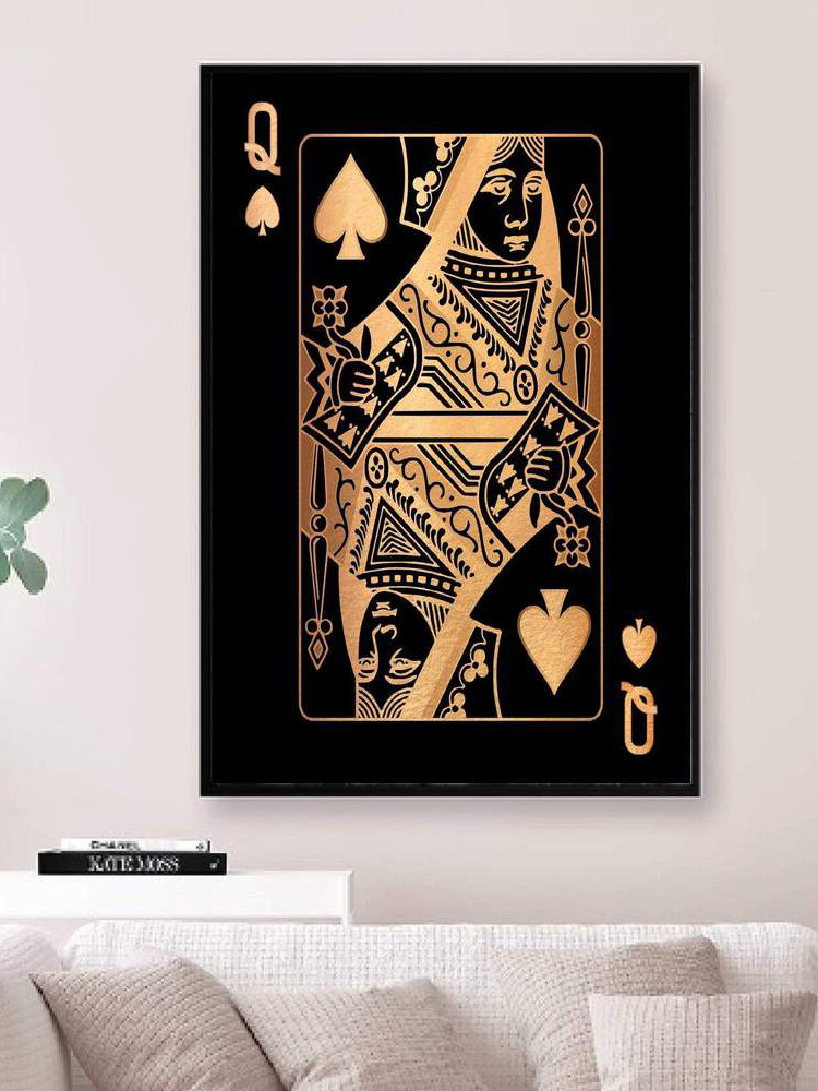 Poker Q Pattern Canvas Painting Unframed Wall Art Canvas Living Room Home Decor
