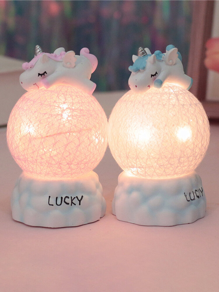 Unicorn Hand Made Night Light Gift for Kid Bedroom Decor Sweet Bedside Lamp