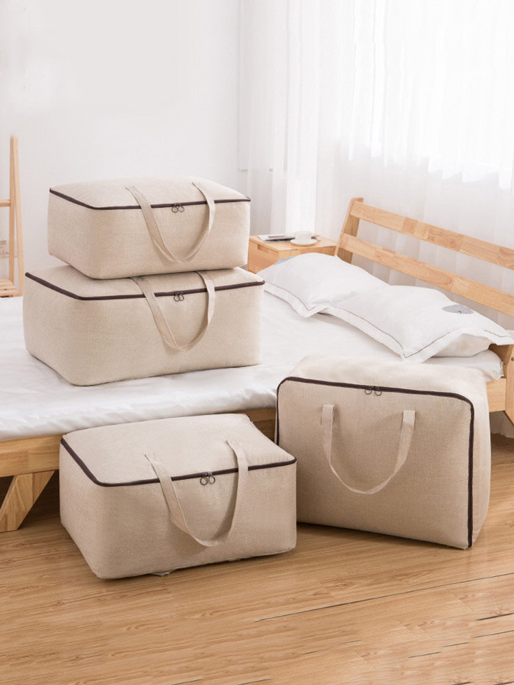 1PC Cotton Linen High Capacity Clothes Quilts Dust-Proof Storage Bag Folding Organizer Bags