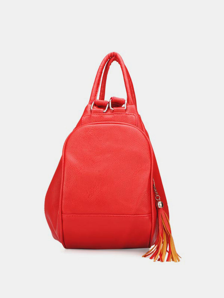 Casual PU Leather Tassel Backpack