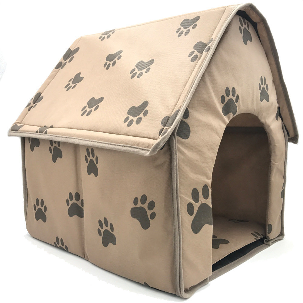 Paw Pattern Foldable Fabric Pet Dog Cave House Anti-scratch Puppy Crates