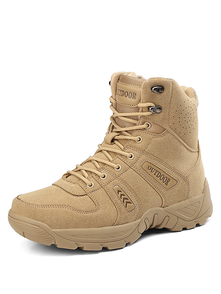 

Men Outdoor Synthetic Suede Non Slip Wearable Combat Boots, Black;khaki