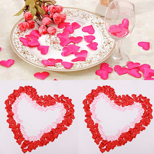 100 Padded Satin Heart Wedding Decorations Table Scatters Scrapbooking 