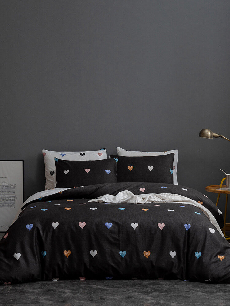 2/3Pcs Geometric Pattern Bedding Set Comforter Bed Cover Pillowcase Adults Bed Duvet Set Twin King