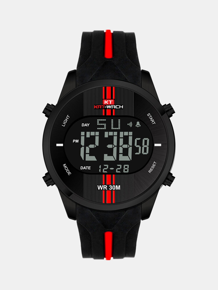 Fashion Men's Waterproof Silicone Strap Sports Watches Alarm Chronograph Wristwatch Military Clock