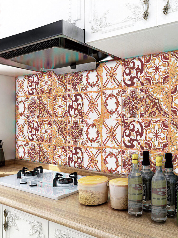 24 قطعة محاكاة ريترو اللون بلاط ملصقات ديكور المنزل ذاتية اللصق ضد للماء ملصقات جدار DIY