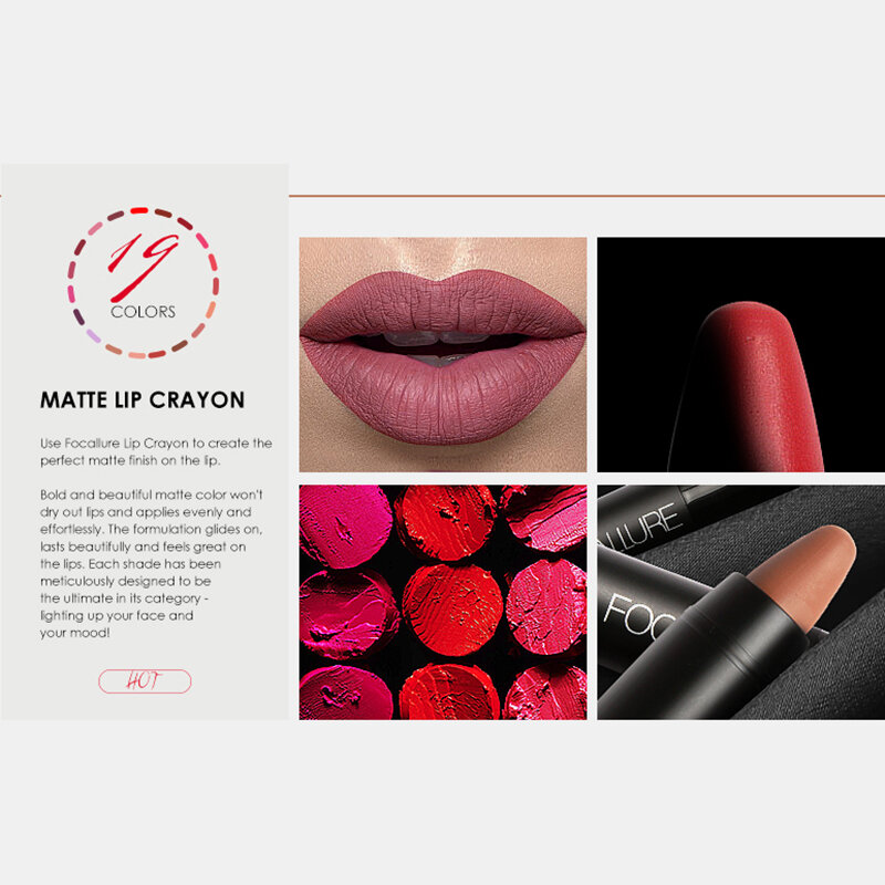 19 Colors Matte Lipsticks Portable Long-Lasting Waterproof Non-Fade Lip Cosmetic