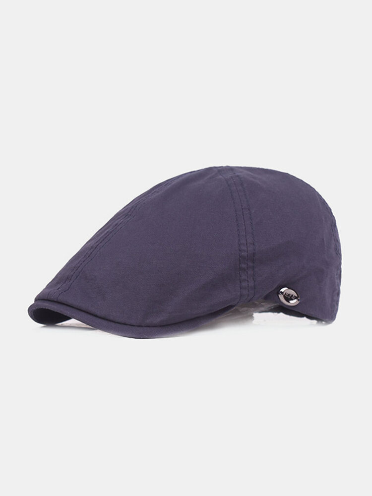 Men Cotton Beret Cap Winter Warm Adjustable Duck Hat Outdoor Sports Cap With Rivets Decoration