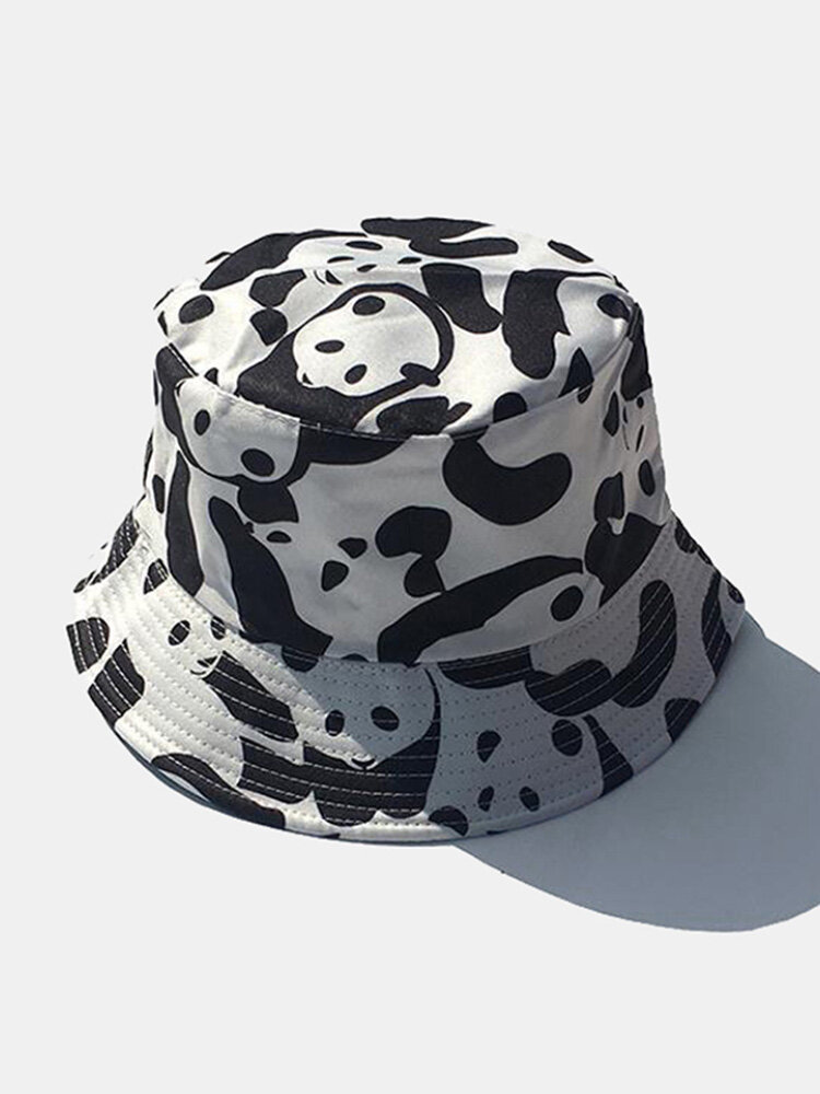 Unisex Double-side Animal Cartoon Panda Pattern Casual Sunshade Bucket Hat
