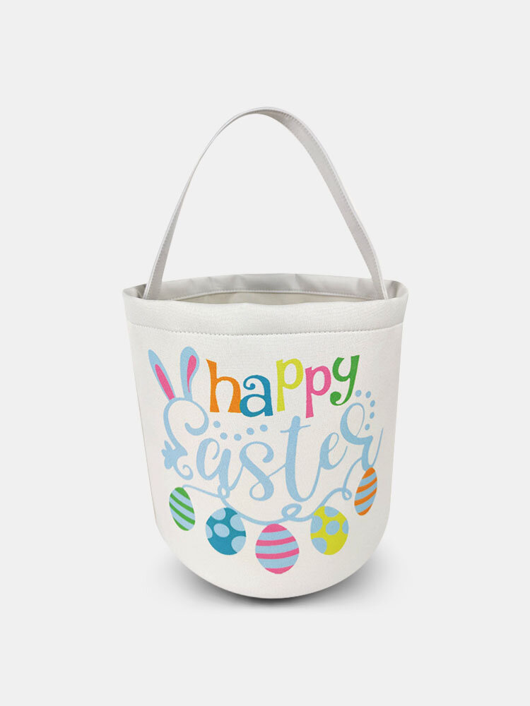

Women Canvas Cute Rabbit Colorful Eggs Happy Easter Handbag Satchel Bag Gift Bag, 1;2;3;4