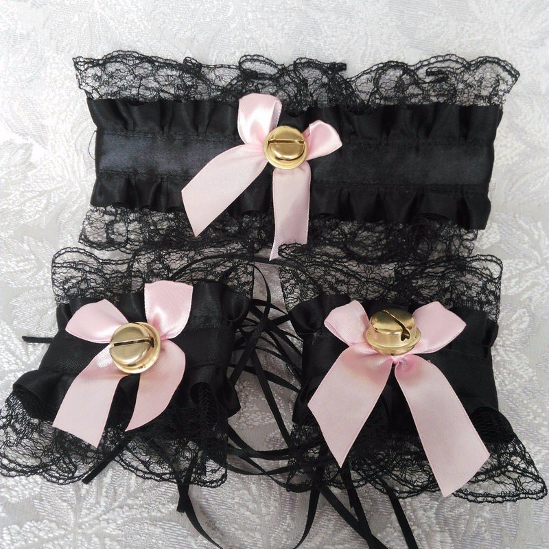 Lace Bracelet Necklace Kit Black Lace Bell Bow Cosplay Necklace Bracelet Set