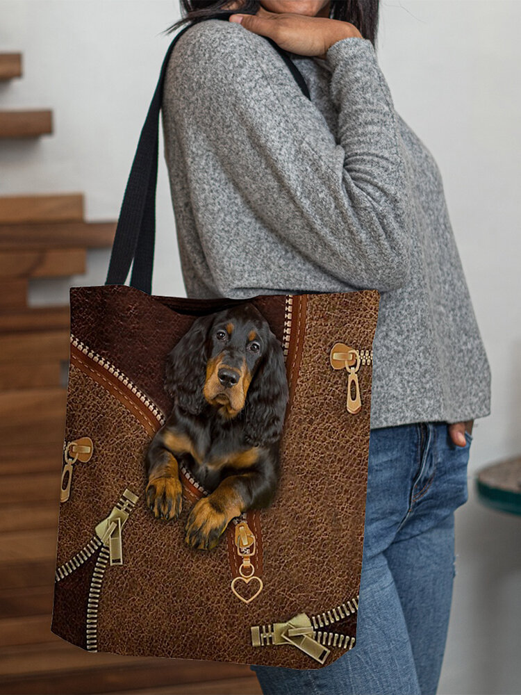 Women Dog Pattern Prints Handbag Shoulder Bag Tote