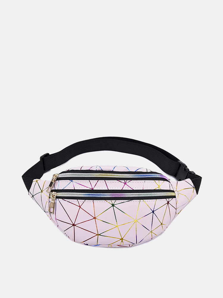 Women Waist Bag Outdoors Geometric Pattern Sports Bum Bag Chest Bag