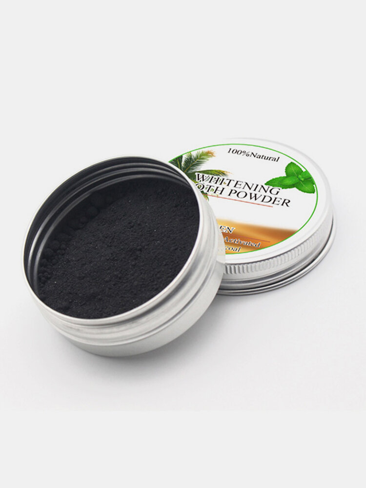 Organic Activated Carbon Tooth Whitening Powder With Toothbrush Set Remove Stains 