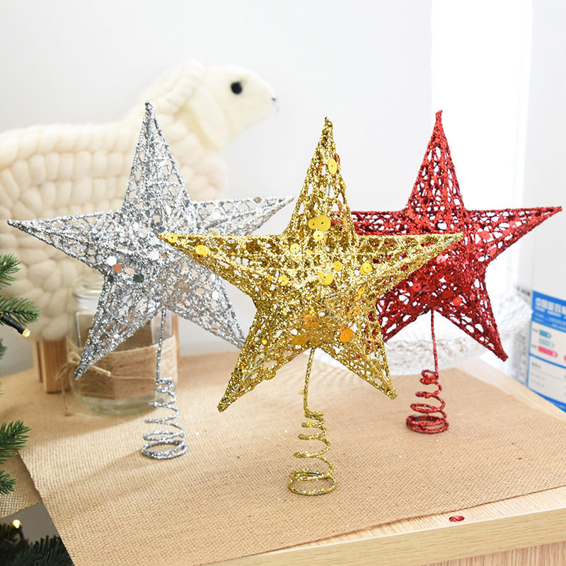 

Christmas Tree Topper Star Iron Christmas Star Tree Topper for Table Decor Colorful Craft DIY Access, Red