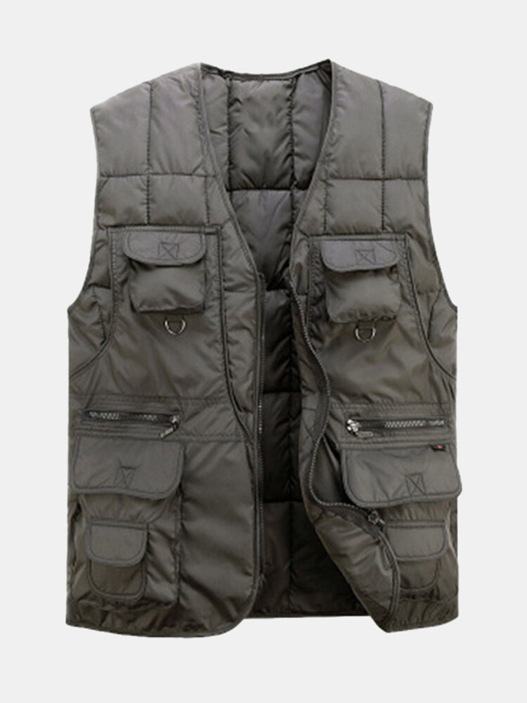 

Fall Winter Cotton-padded Vests Fishing Outdoor Casual Waistcoat For Men, Navy blue;army green