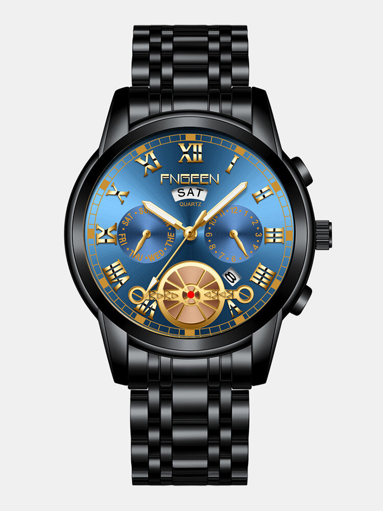 

Business Luminous with Calendar Date Display Steel / PU Leather Strap Waterproof Men Quartz Watch