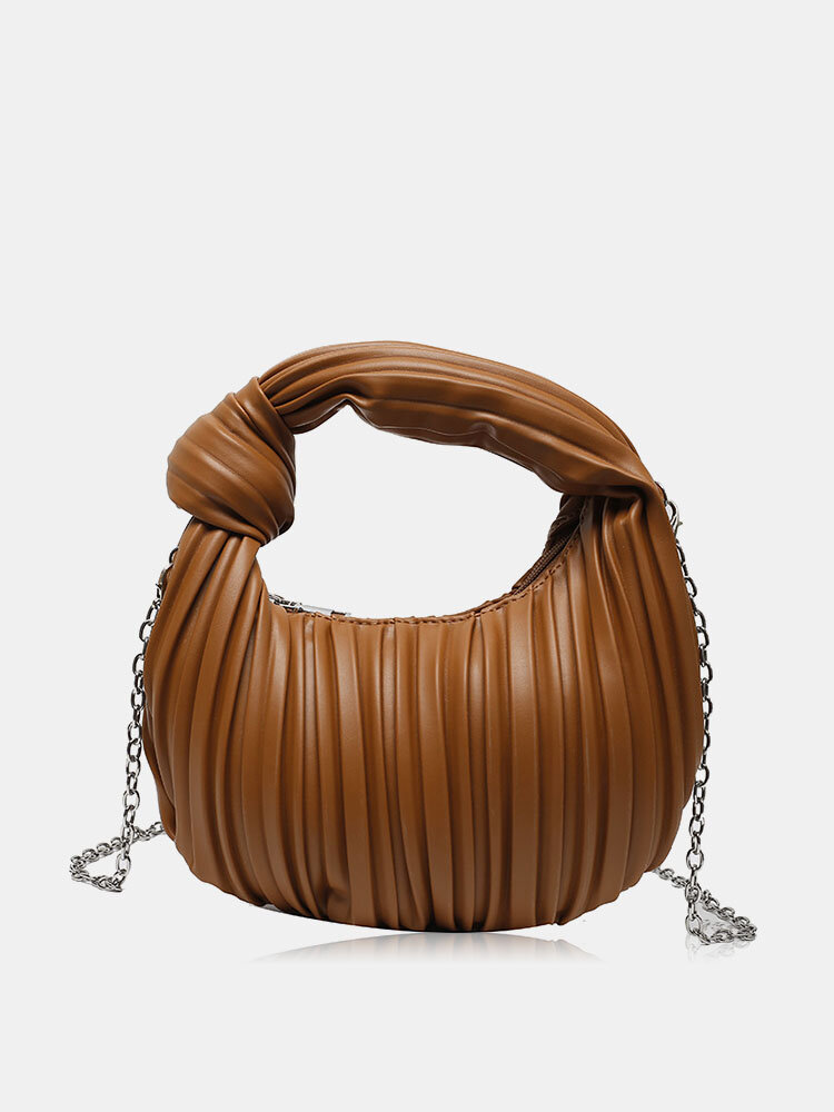 Women Faux Leather Brief Chain Multi-Carry Sewing Thread Handbag Dinner Bag