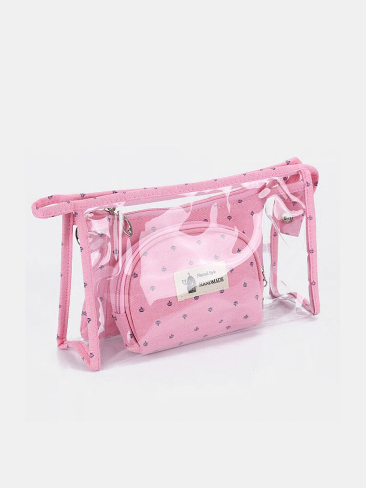 

3 Pcs Son-Mother Makeup Bag Set Portable Travel Waterproof Storage Bag, Purple;green;blue;pink;gray;dark green