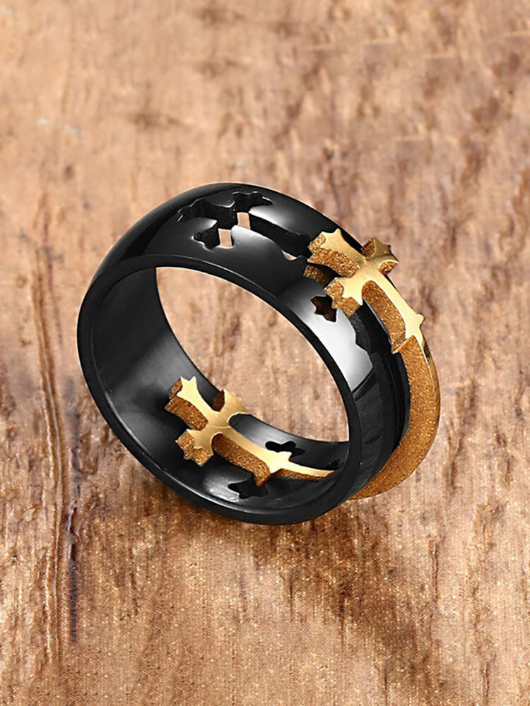 1 Pcs Classic Vintage Style Cross Detachable Combination Stainless Steel Alloy Men's Ring