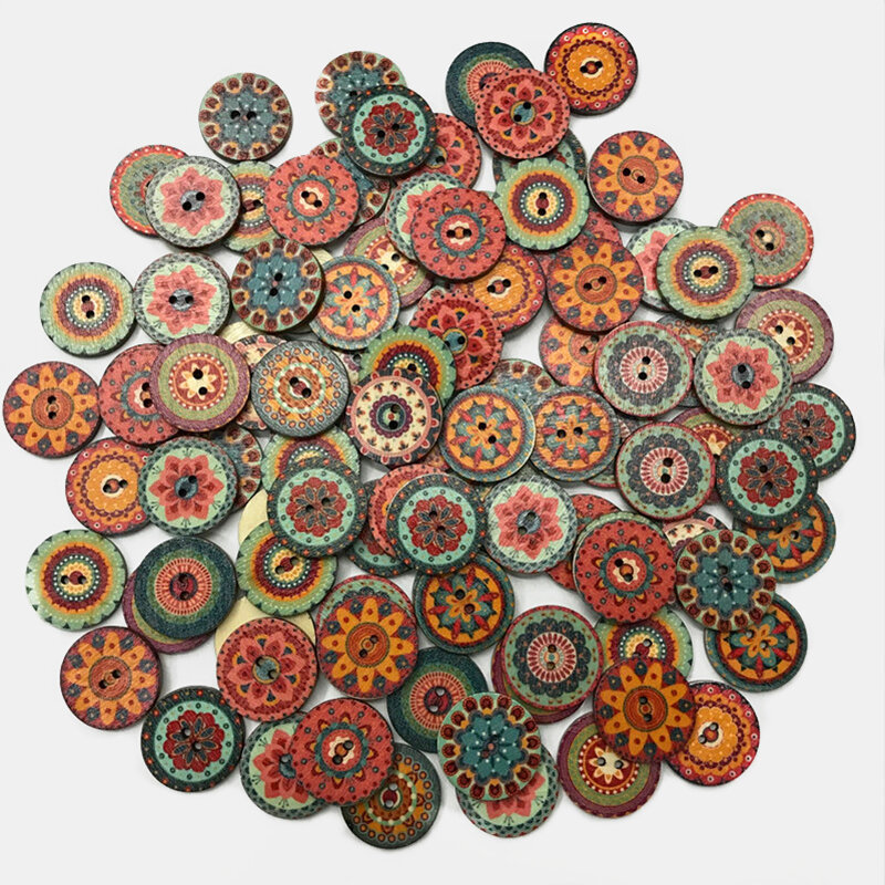 

100 Pcs Classical European Style DIY Handmade Buttons Home Decoration Retro Pattern Buttons