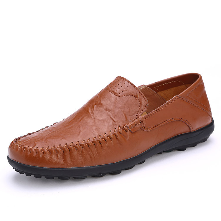 Large Size Men Hand Stitching Soft Slip On Business Casual Leathers Shoes