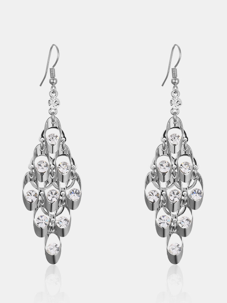 Luxury Women Earrings Rhinestone Diamond Tassel Earrings