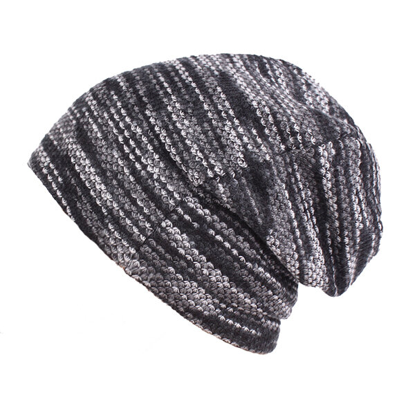 

Men Waves Stripe Print Beanies Hat Casual Windproof Warm Bonnet Skullies Hats, Red;navy;grey