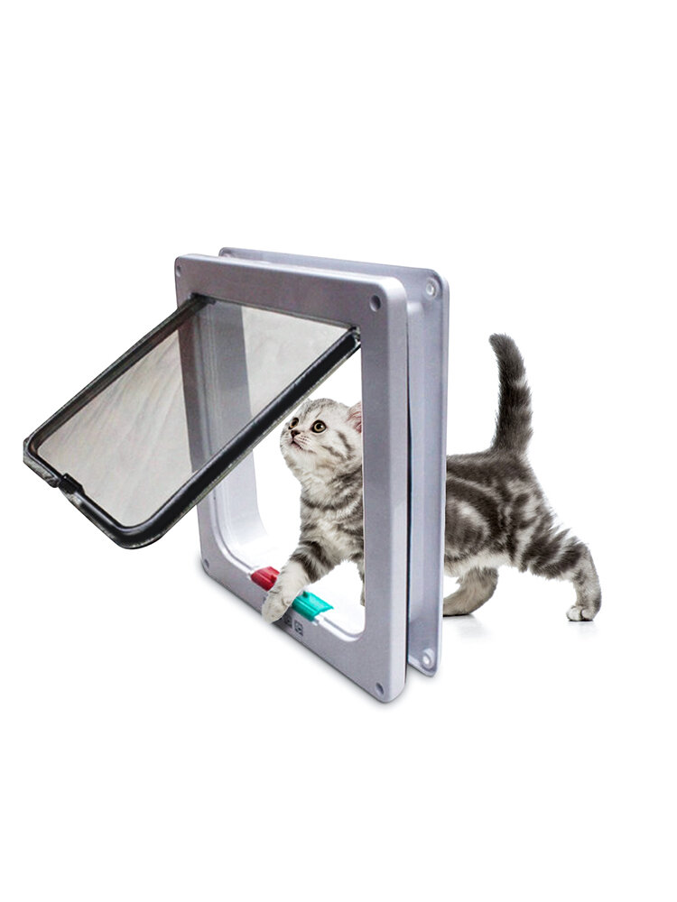 

Cat Puppy Dog Safe Security Flap Lock Frame Door Gate Medium Small White Pet Supplies
